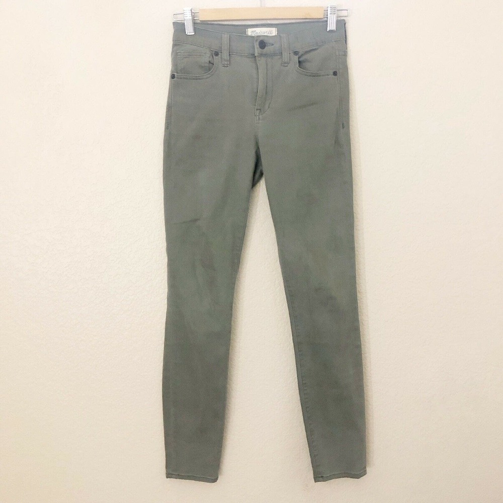 Madewell Jeans Jeggings High Riser Skinny Olive Green Sz 25 Stretchy Denim - Picture 3 of 8